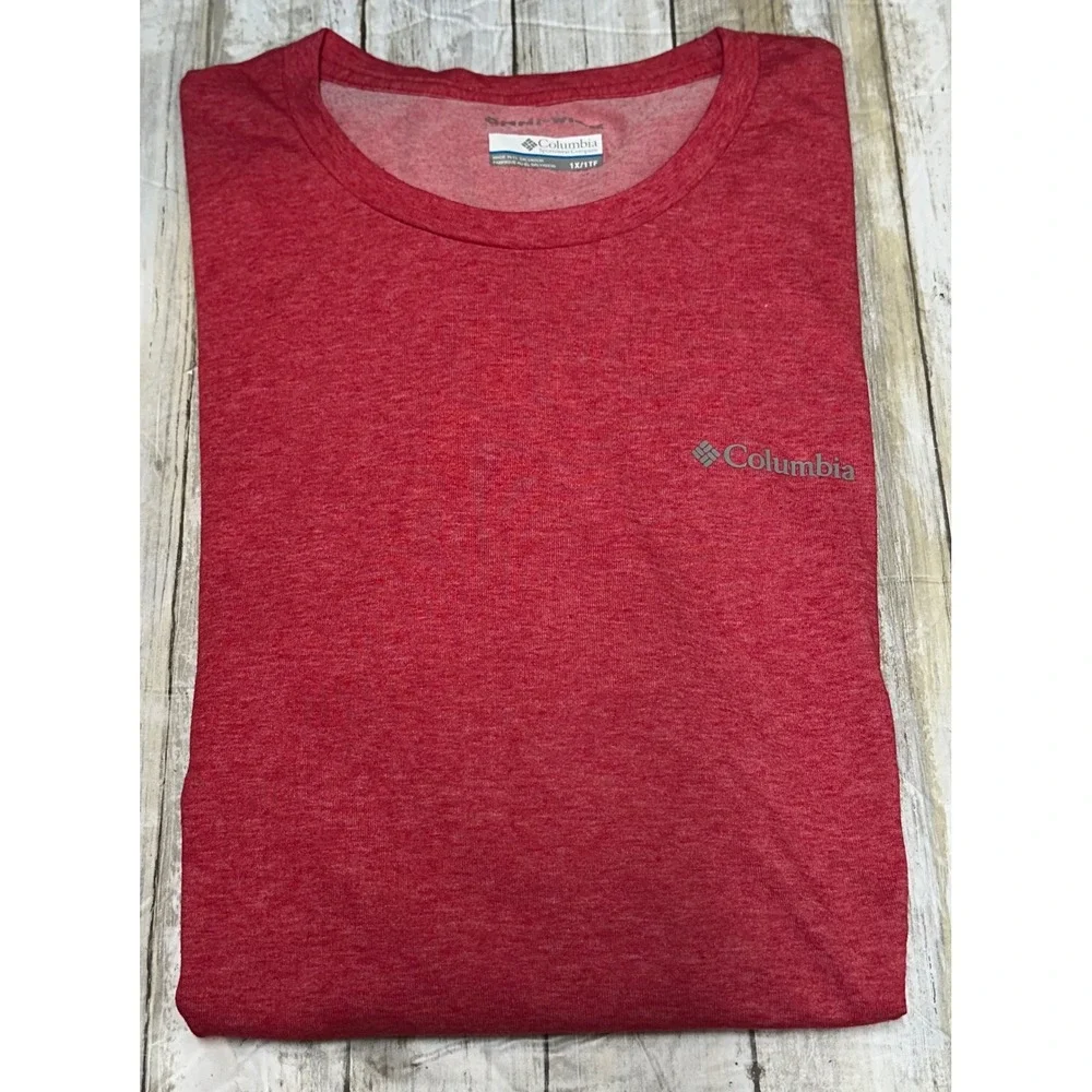 Columbia Mens Thistletown Park Crew‎ T-Shirt Red Heather Omni-Wick size 1X NEW